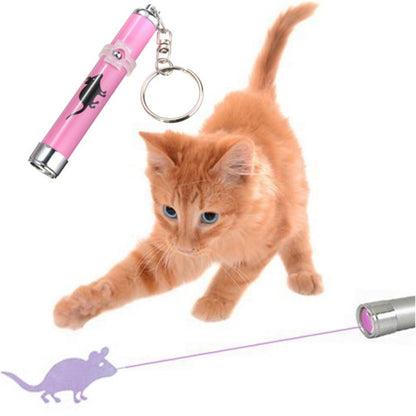 Amazingly Cat Toy Creative and Funny Pet Cat Toys LED Laser Pointer Light Glowing Animated Mouse Portable Keychain Glowing Pen