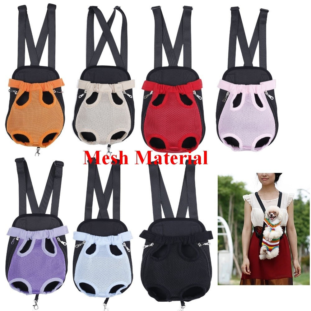 HQ Pet Carrier Dog Front Chest Backpack Five Holes Backpack Dog Outdoor Carrier Tote Bag Sling Holder Mesh  Cat Puppy Carrier