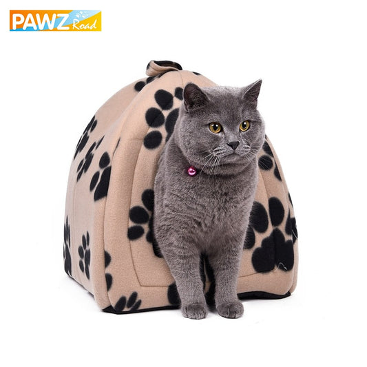 Wholesale Price Cat House and Pet Beds 5 Colors Beige and Red Purple, Khaki, Black with Paw Stripe, White with Paw Stripe