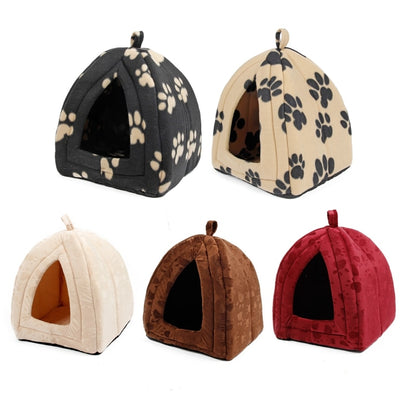 Wholesale Price Cat House and Pet Beds 5 Colors Beige and Red Purple, Khaki, Black with Paw Stripe, White with Paw Stripe