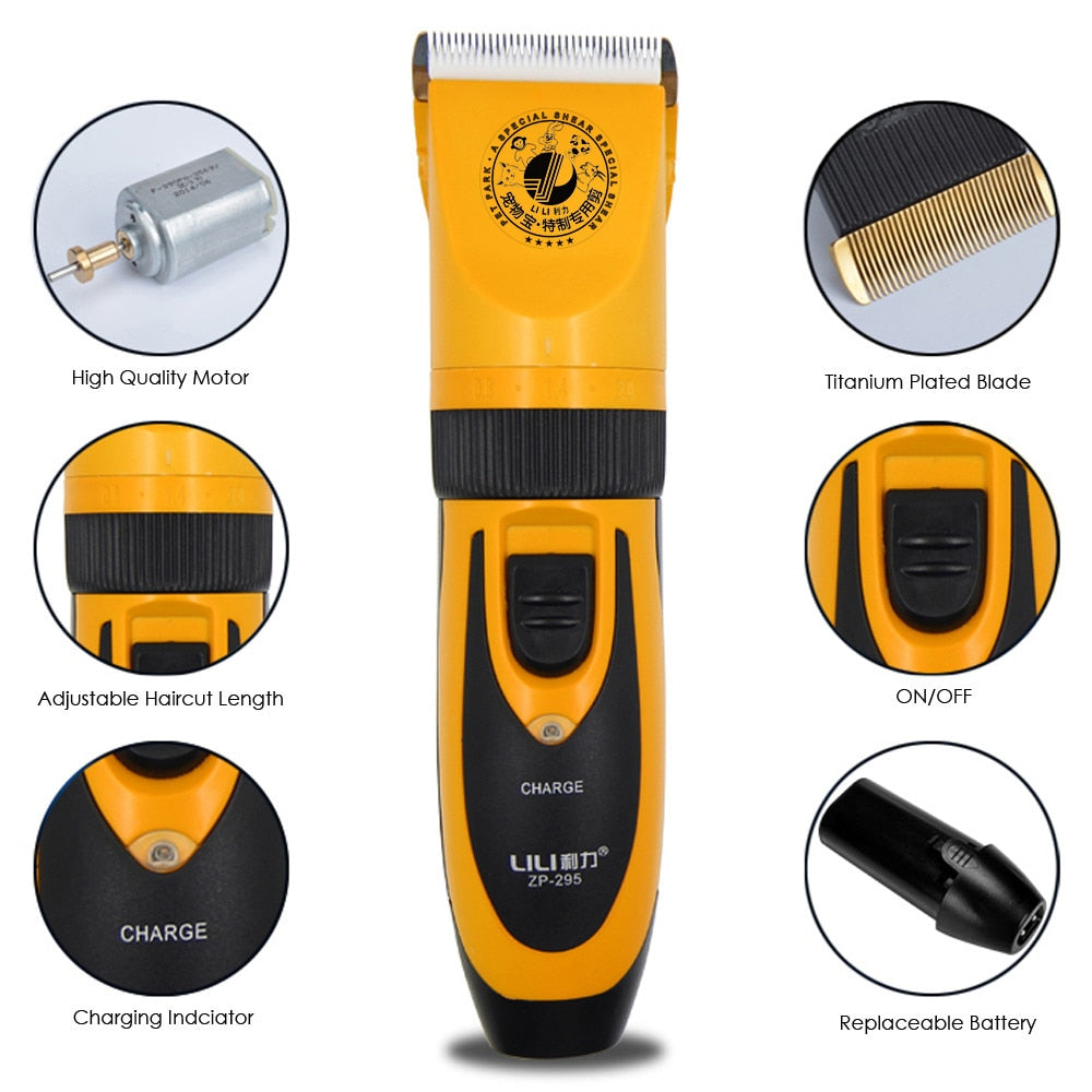 LILI Dog Hair Trimmer ZP 295 Professional Pet Clippers 35W Rechargeable Electric Cat Shaver Grooming Animals Haircut Machine