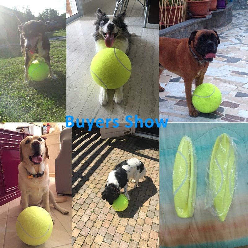 24cm Dog Toys for Large Dogs Play Dog Ball Launcher Inflatable Tennis Ball Thrower Chucker Ball Training Pet Dog Chew Toys