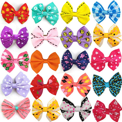 10/20/30pcs New 20 Styles Pet Dog Grooming Accessories Products Hand-made Small Dog Hair Bows Cat Hair Clips Boutique Wholesale