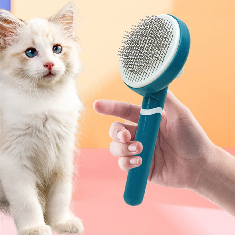 Cat Brush One Button Cat Hair Remover Massage Cats Comb Stainless Steel Pet Grooming Dog Brush Automatic Cats Comb Pet Products