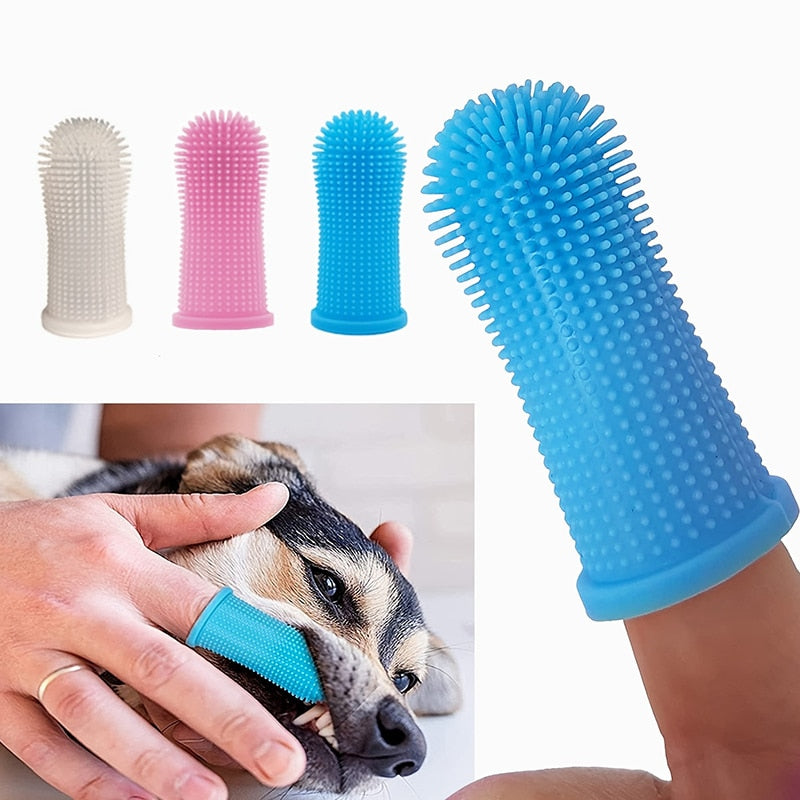 Dog Super Soft Pet Finger Toothbrush Teeth Cleaning Bad Breath Care Nontoxic Silicone Tooth Brush Tool Dog Cat Cleaning Supplies