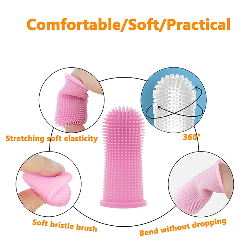 Dog Super Soft Pet Finger Toothbrush Teeth Cleaning Bad Breath Care Nontoxic Silicone Tooth Brush Tool Dog Cat Cleaning Supplies