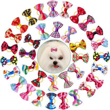 20 Pcs Dog Bows Pet Dog Grooming Accessories Products Handmade Dog Boutique